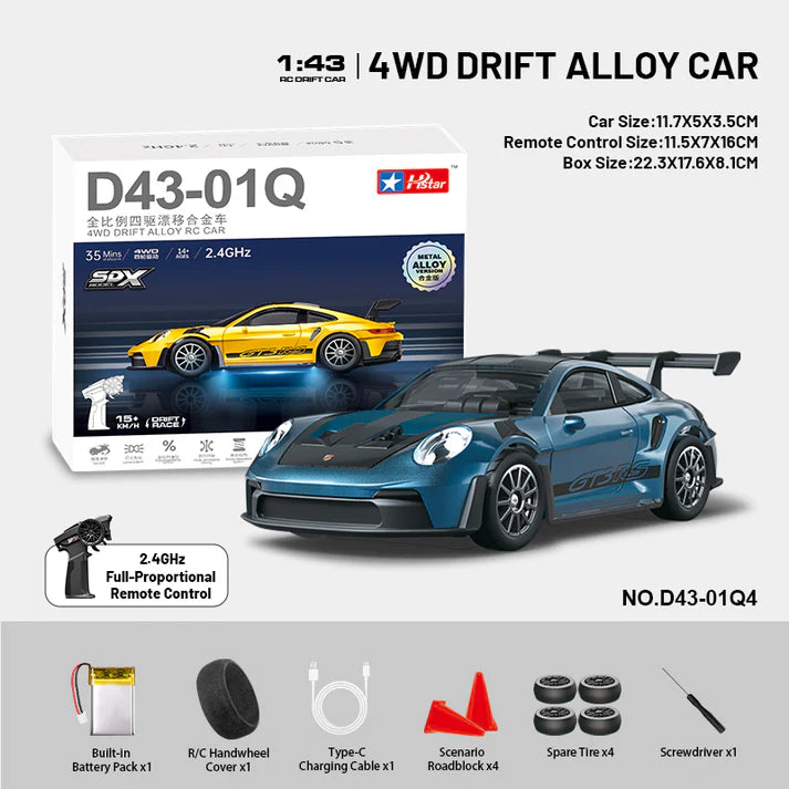 Revvx Alloy 911 GT3 RS Drift RC Car (1:43)