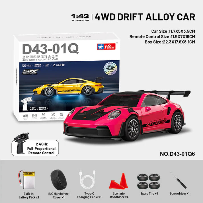 Revvx Alloy 911 GT3 RS Drift RC Car (1:43)