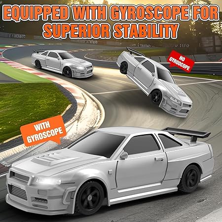 1:43 Nissan Skyline R34 GTR RC Desktop Drift Car with Gyro – 4WD