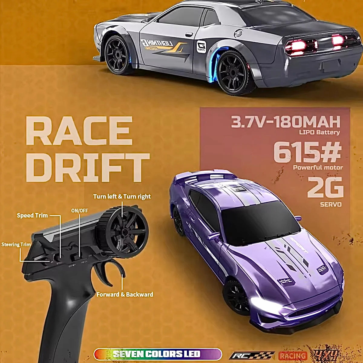 Drift Super 1:43 Scale 4WD Fully Proportional Control, LED Lights, USB Rechargeable Sale